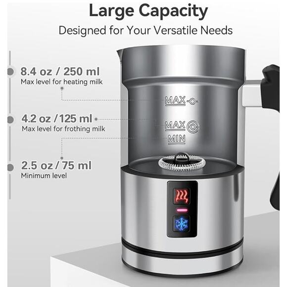 Electric Milk Frother, Automatic Milk Steamer Warm or Cold Foam Maker - Picture 5 of 7